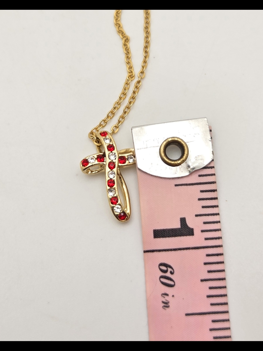 Red & Clear Rhinestone Infinity Cross Necklace - Picture 11 of 13